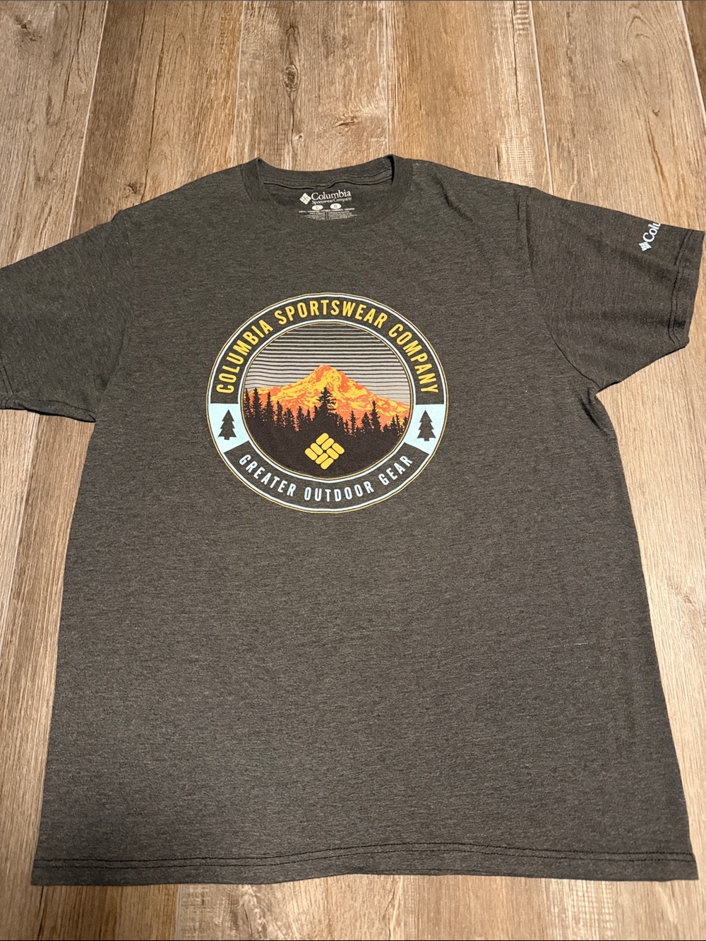 Columbia Men's Charcoal T-Shirt with Orange Mountain Graphic